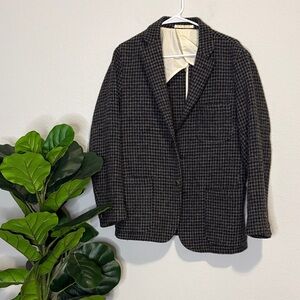 Beams from Japan Harris Tweed Wool blazer large Black and Gray Houndstooth